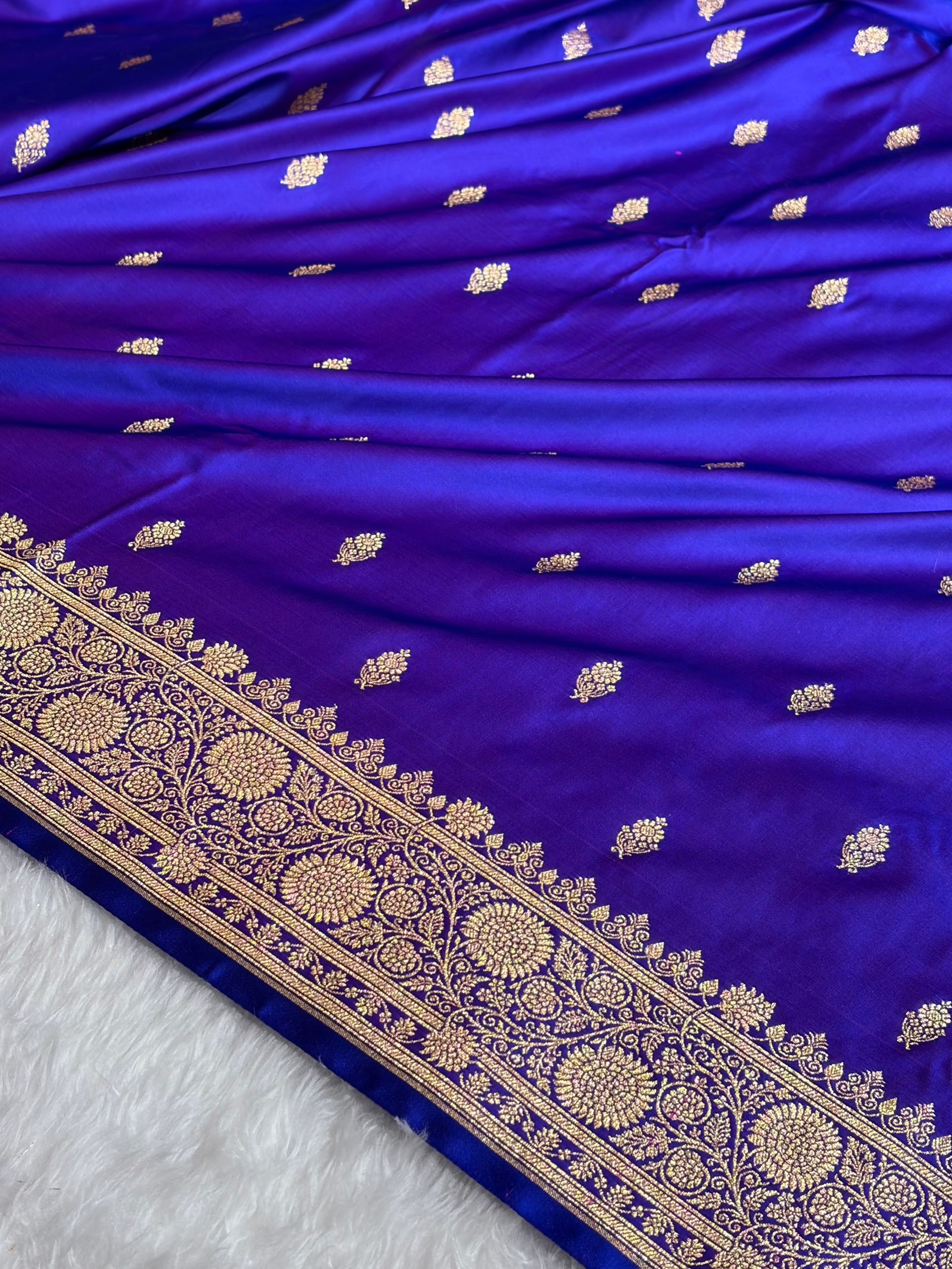 Banarasi Satin Katan Saree in Royal Purple Shades SK82