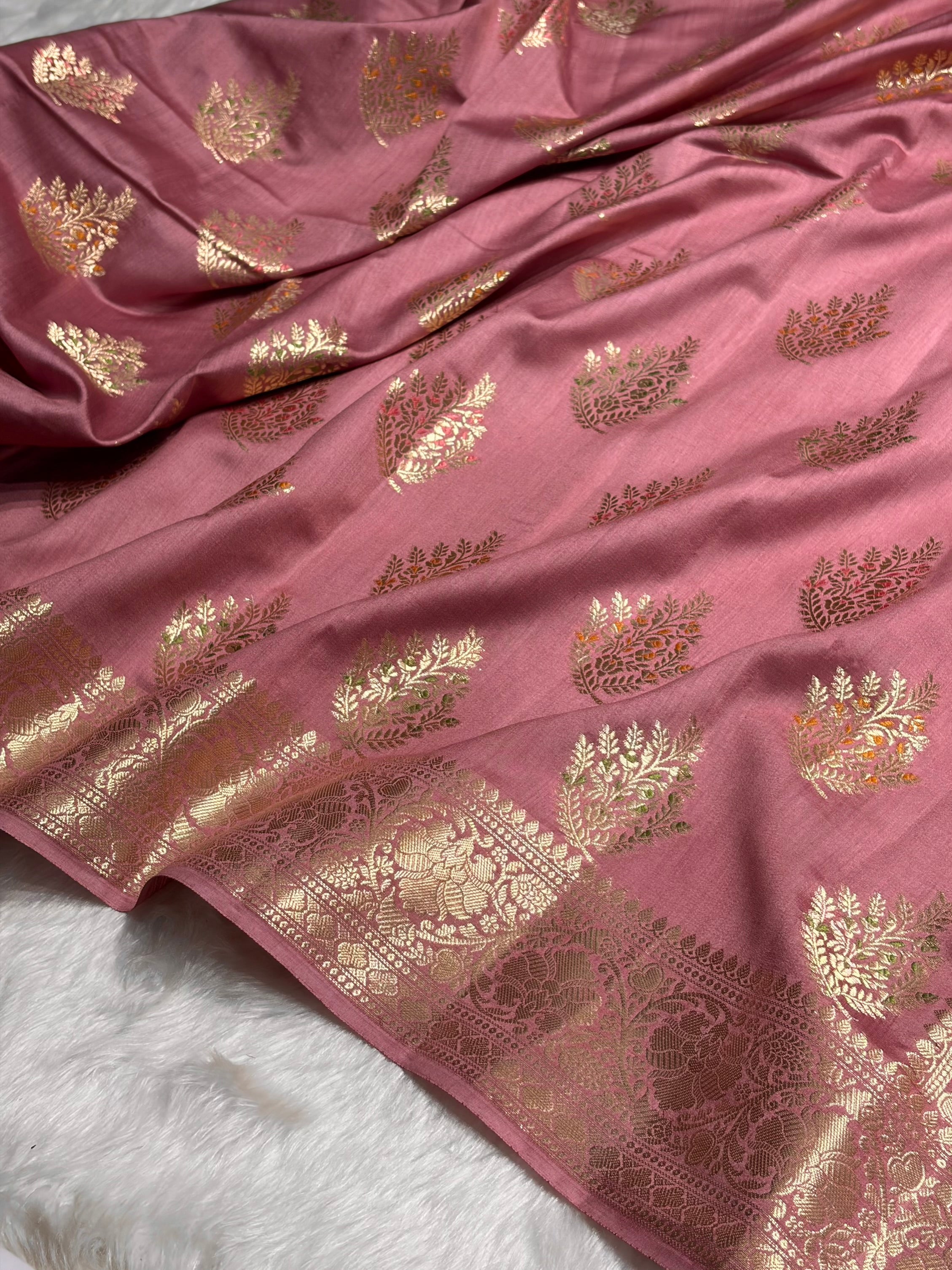 Minakari Dusty Peach Shades Pure Chiniya Silk CH-02
