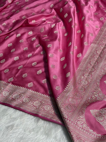 Blush Pink Shade Boota Mashru Silk Saree MS17