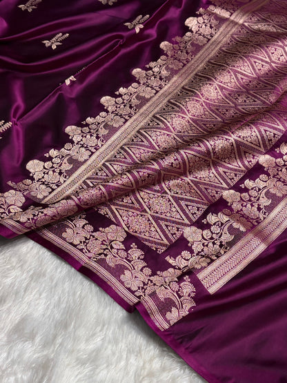 Wine Floral Boota Mashru Silk Saree MSM-43