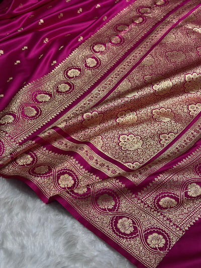 Rani Booti Pattern Satin Katan Silk Saree SK54