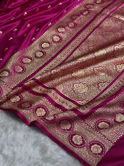 Rani Booti Pattern Satin Katan Silk Saree SK54