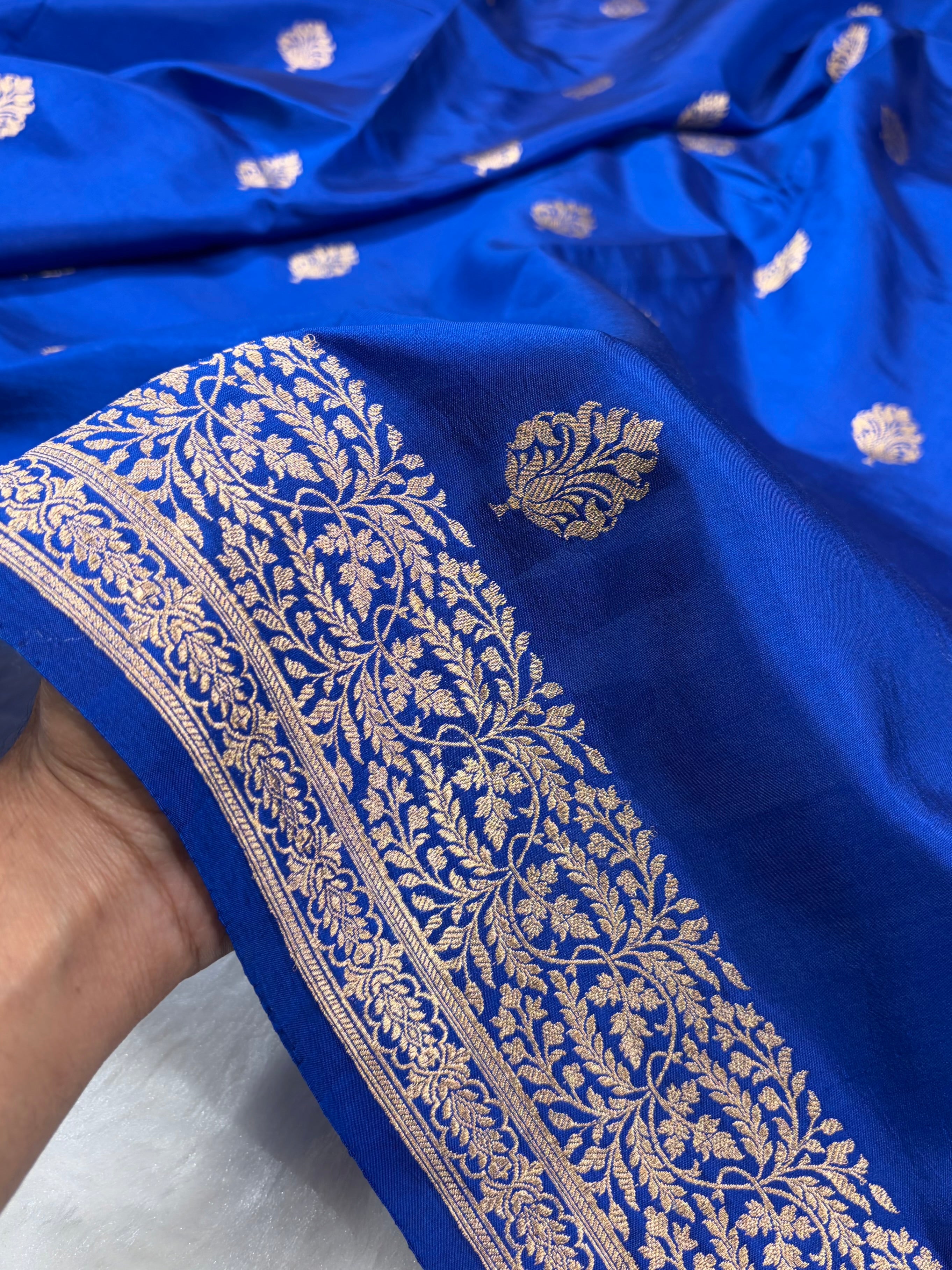 Royal Blue Boota Handwoven Pure Katan Paper Silk RM-31