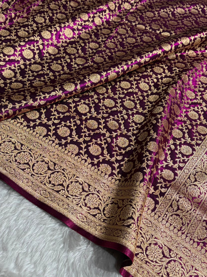 Banarasi Satin Silk Jaal in Wine Shades SS21
