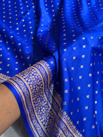 Banarasi Satin Katan Saree in Royal Blue Shades SK88