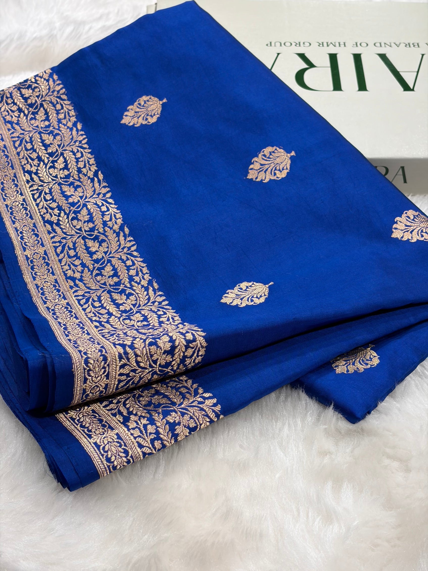 Royal Blue Boota Handwoven Pure Katan Paper Silk RM-31
