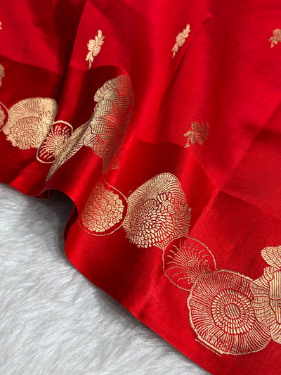 Red Shades Handwoven Pure Raw Paper Silk RM-61
