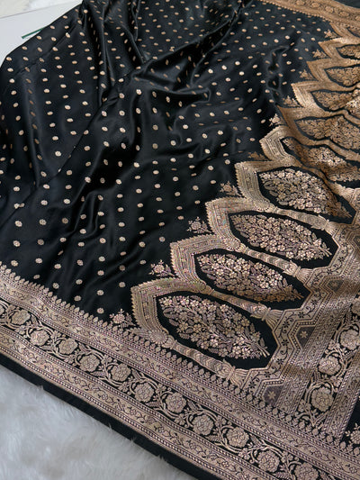 Banarasi Black Katan Silk Saree In Black Shades SK01