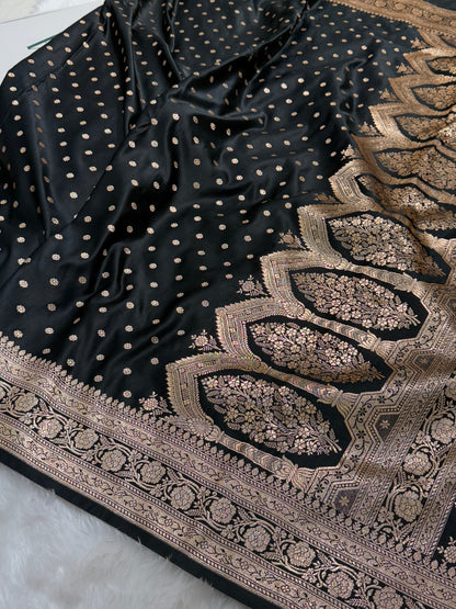 Banarasi Black Katan Silk Saree In Black Shades