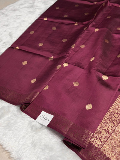 Wine Shade Handwoven Pure Katan Paper Silk RM-06
