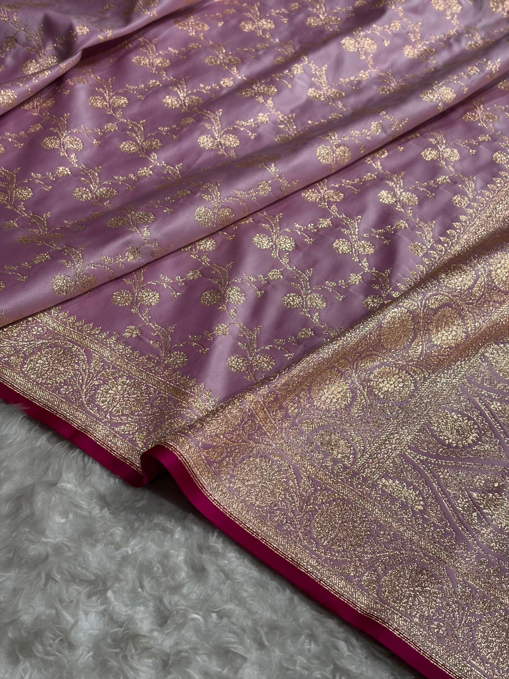 Bananas Lavender Cross Satin Katan Silk Saree SK17