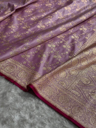 Bananas Lavender Cross Satin Katan Silk Saree SK17