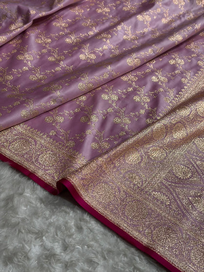 Bananas Lavender Cross Satin Katan Silk Saree SK17