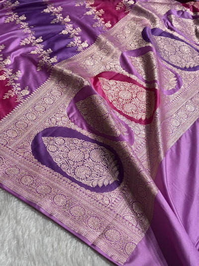 Lavender Rangkat Banarasi Cross Mashru Silk Saree MSRK01