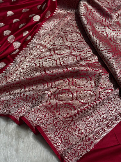 Maroon Tree Boota Motif Mashru Silk Saree MS19