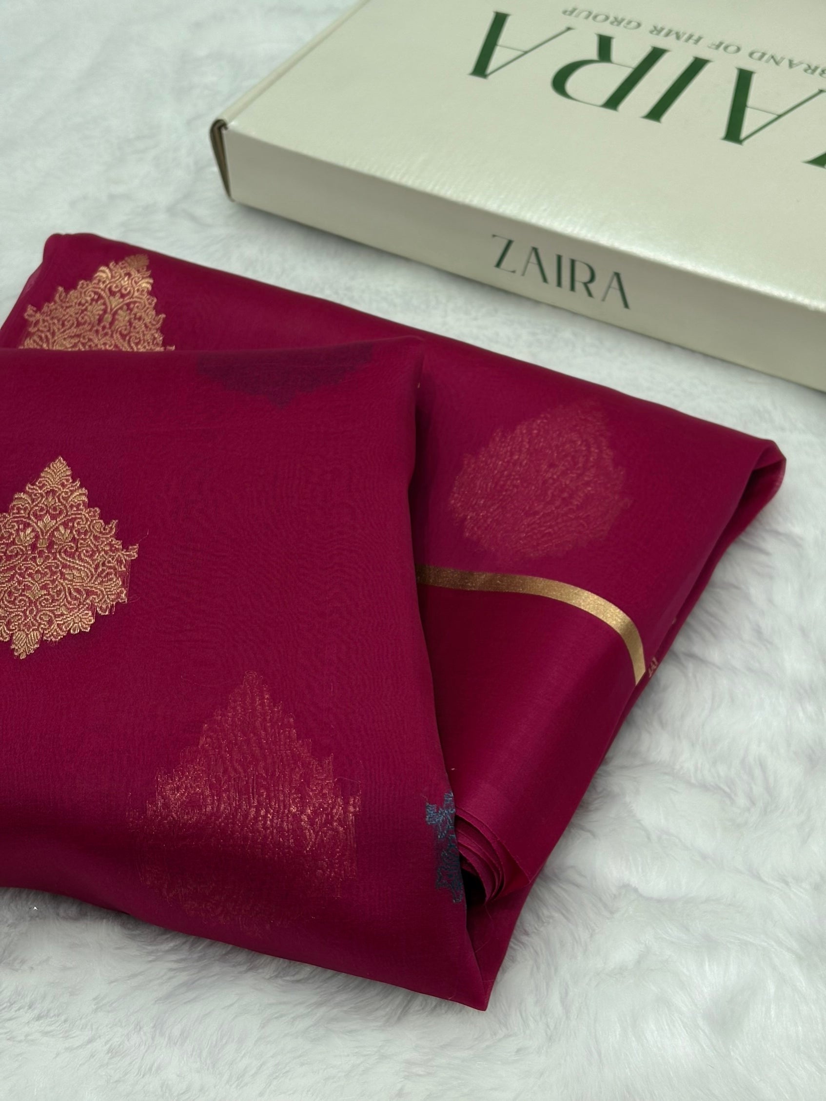 Pure Organza Rani Floral Banarasi Silk Saree PO-03