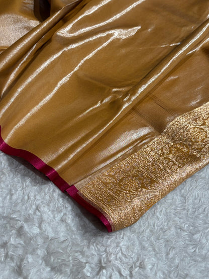 Beige Booti satin Silk Saree SS01