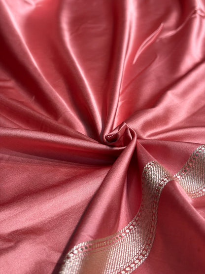 Dusty Peach Shades Scallop Mashru Silk Saree MS60