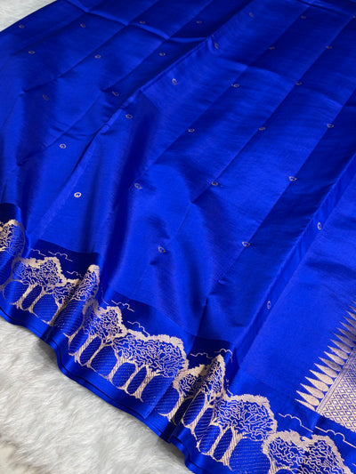 Royal Blue Shades Handwoven Pure Paper Silk RM-63