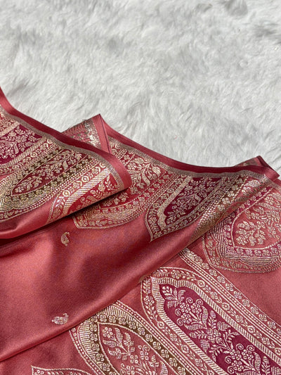 Skirt Border Dusty Peach Minakari Mashru Silk Saree MCS13
