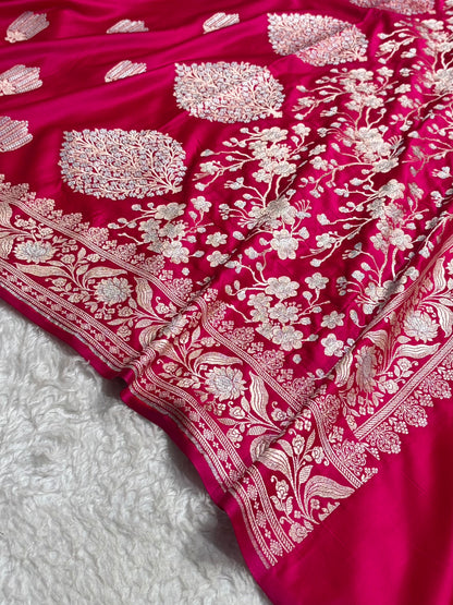 Rani Shades Banarasi Boota Pattern Minakari Floral Mashru Silk Saree MSM-122