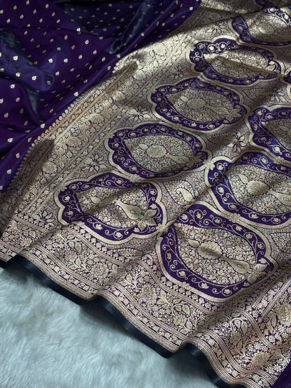 Ultra Light Weight Satin Silk Booti in Dark Purple Shades SS06