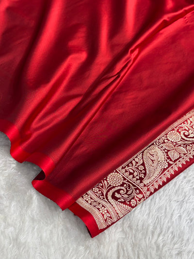 Banarasi Cross Maroon Shades Banarasi Boota Pattern Floral Mashru Silk Saree MSM-104