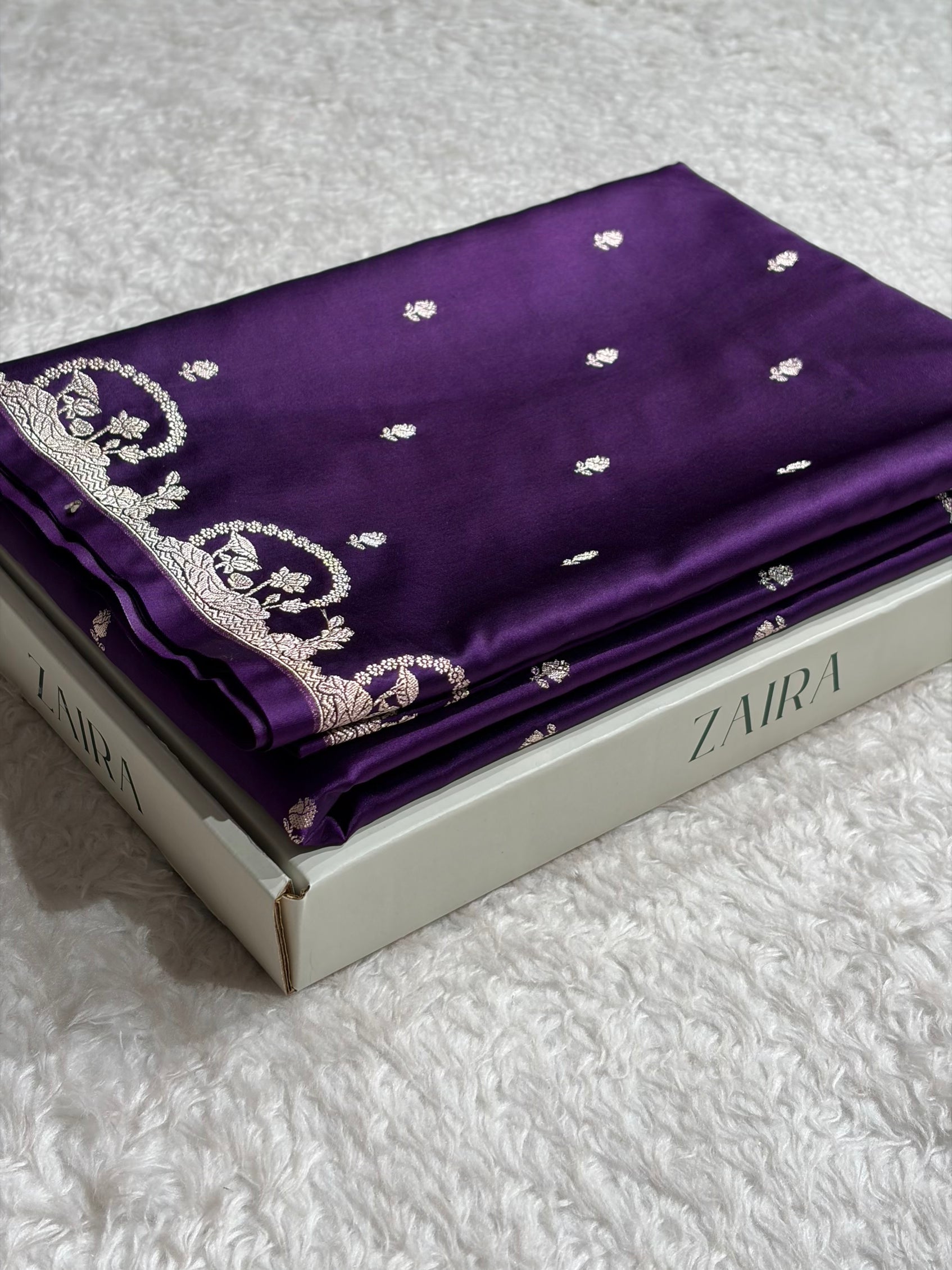 Banarasi Purple Shades With Floral Mashru Silk Saree MS91