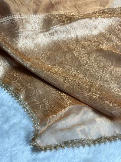 Tusser Shade Pure Tissue Silk Saree with Brocade Blouse And Gotta Patti PTGP-18