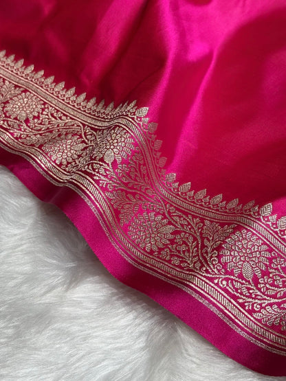 Pink Shades Floral Border Mashru Silk Saree MSM-62