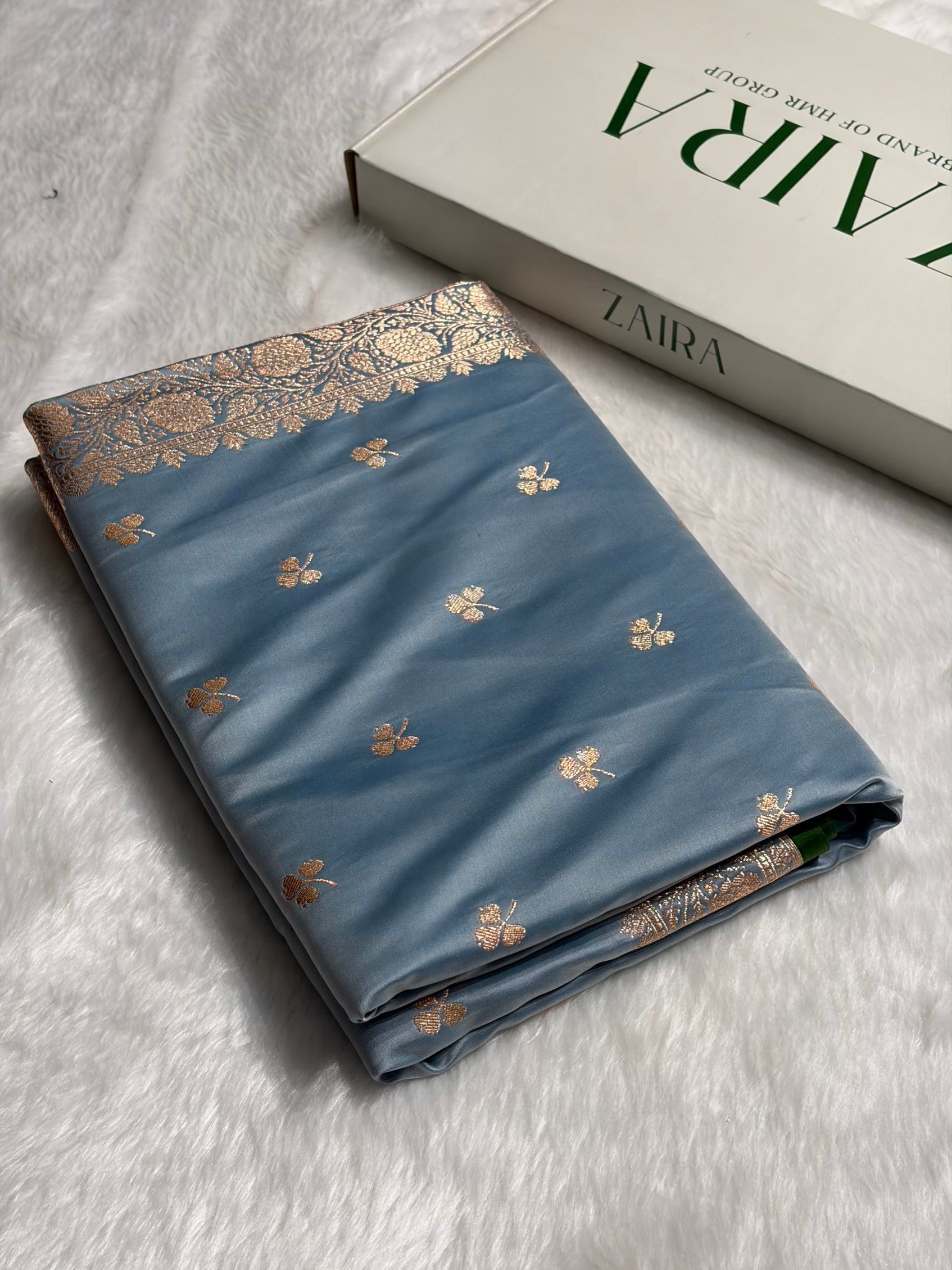 Nile Blue Booti Katan Silk Saree SK09