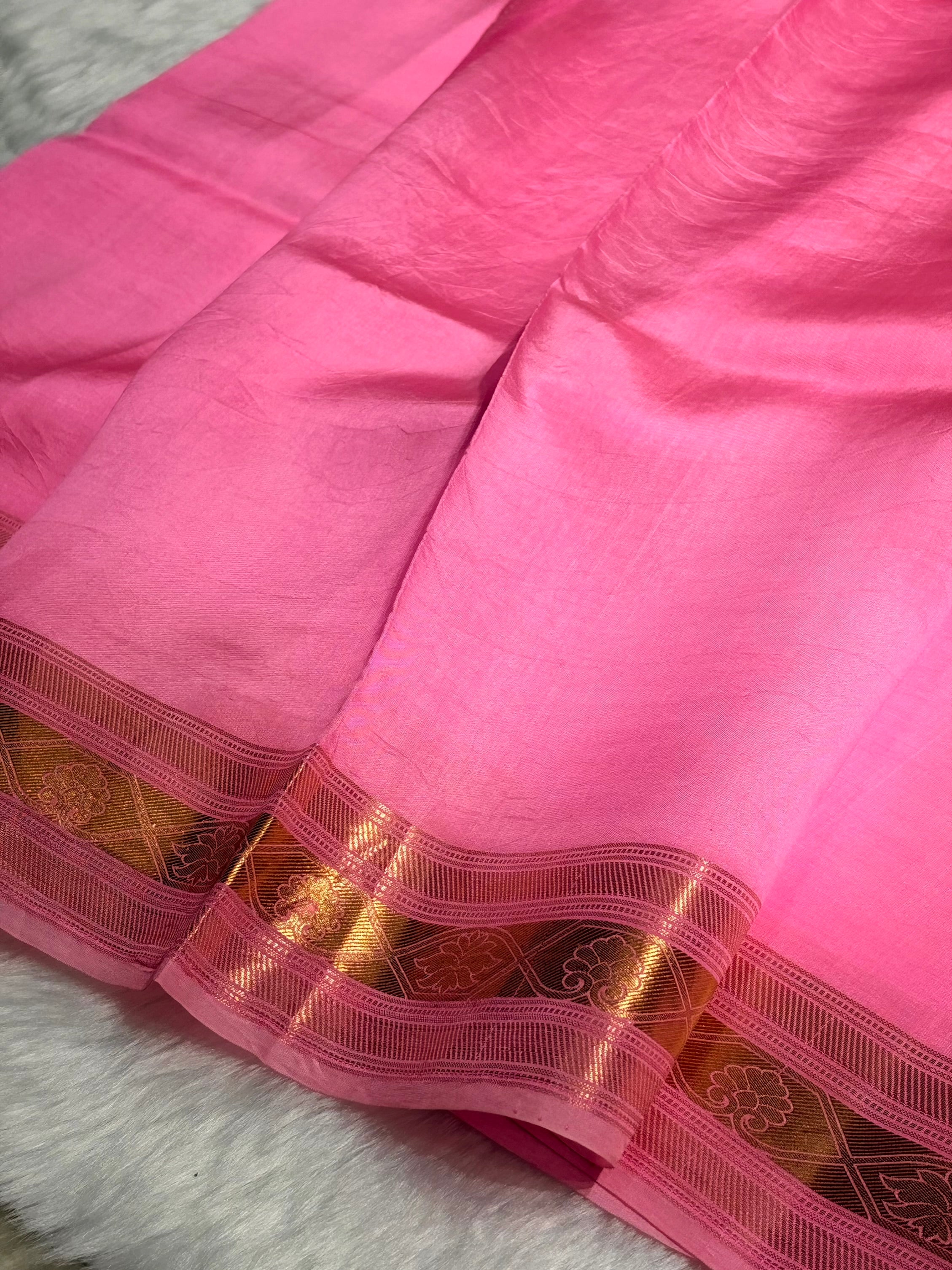 Baby Pink Boota Handwoven Raw Mango Silk RM-29