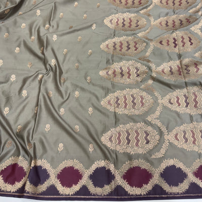 Mause Gray Rangkart Scallop Mashru Silk Saree
