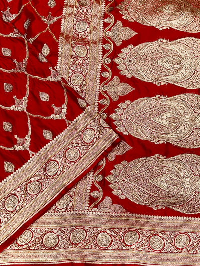Red Mashru Silk with Ari and Stone BSK15