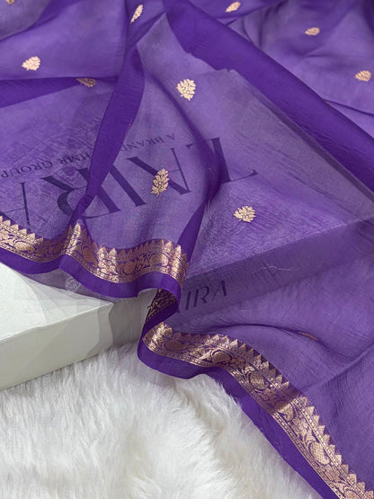 Banarasi Pure Organza Purple Shades Banarasi Silk Saree PO-35