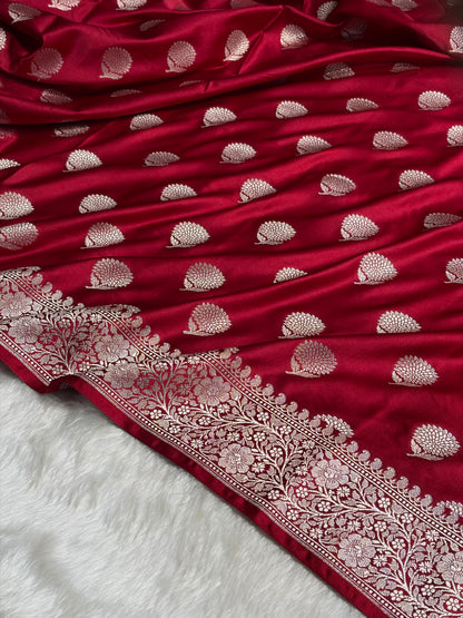 Maroon Tree Boota Motif Mashru Silk Saree MS19