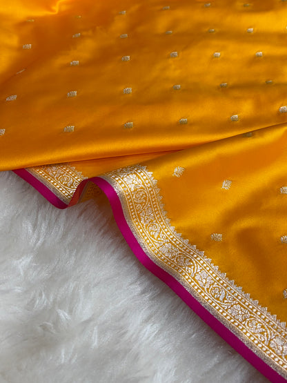 Premium Banarasi Satin Katan Saree in Mustard Gold Shades SK90