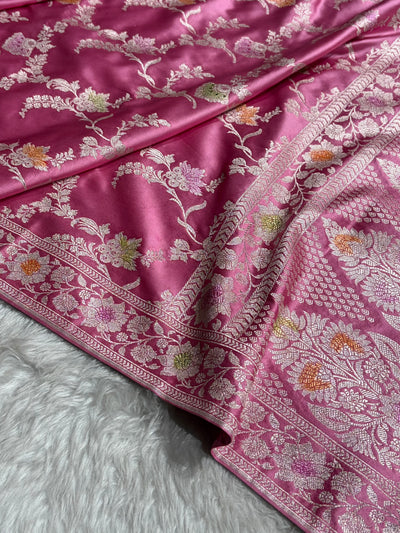 Pink Shades Minakari Jaal Mashru Silk Saree MCS48
