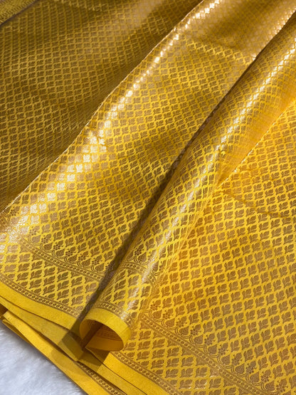Yellow Shades Pure Caramel Mango Silk Saree CS-26