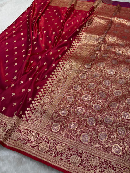 Reddish Magneta Traditional Soft Katan Silk Saree