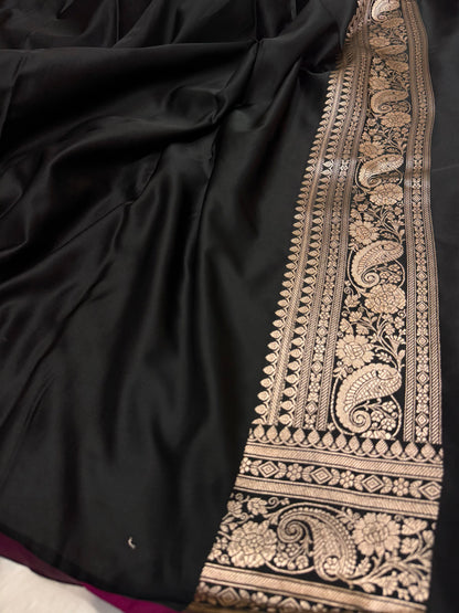 Black shades Mashru Silk Saree for Festive Seasons