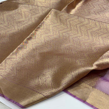 Lavender Shades Semi Pure Tissue Silk Saree T01