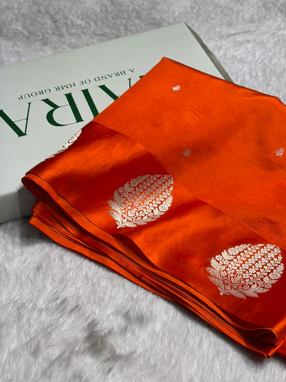 Orange Shades Handwoven Pure Katan Paper Silk RM-69