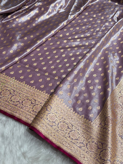 Banarasi Grape Shades Booti satin Silk Saree SS01
