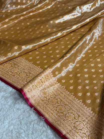 Beige Booti satin Silk Saree SS01