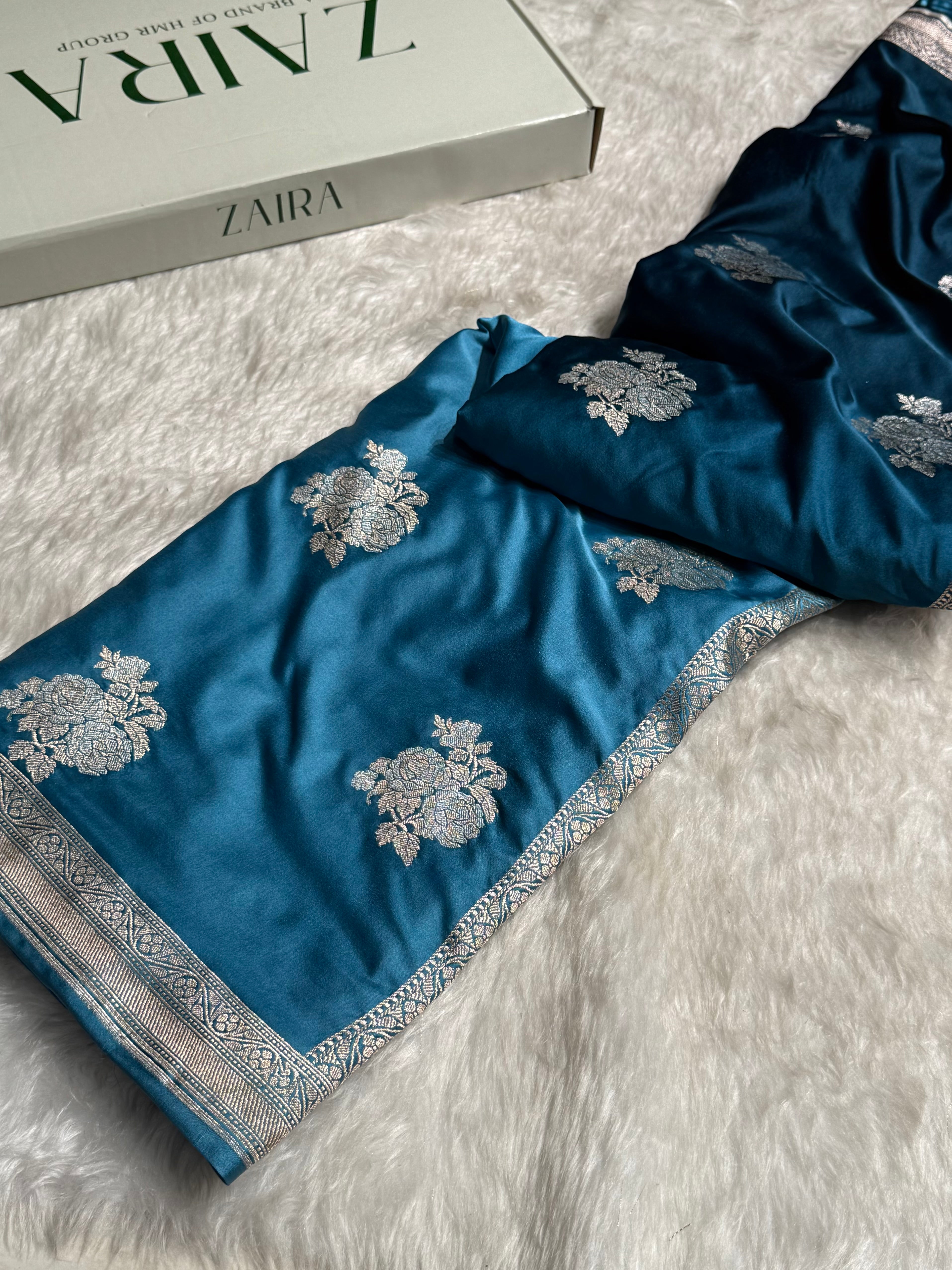 Ombre Garmen Sona Rupa Floral Motif Mashru Silk Saree