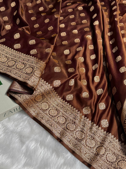 Boota Katan Silk Saree In Coffee Shades SK02