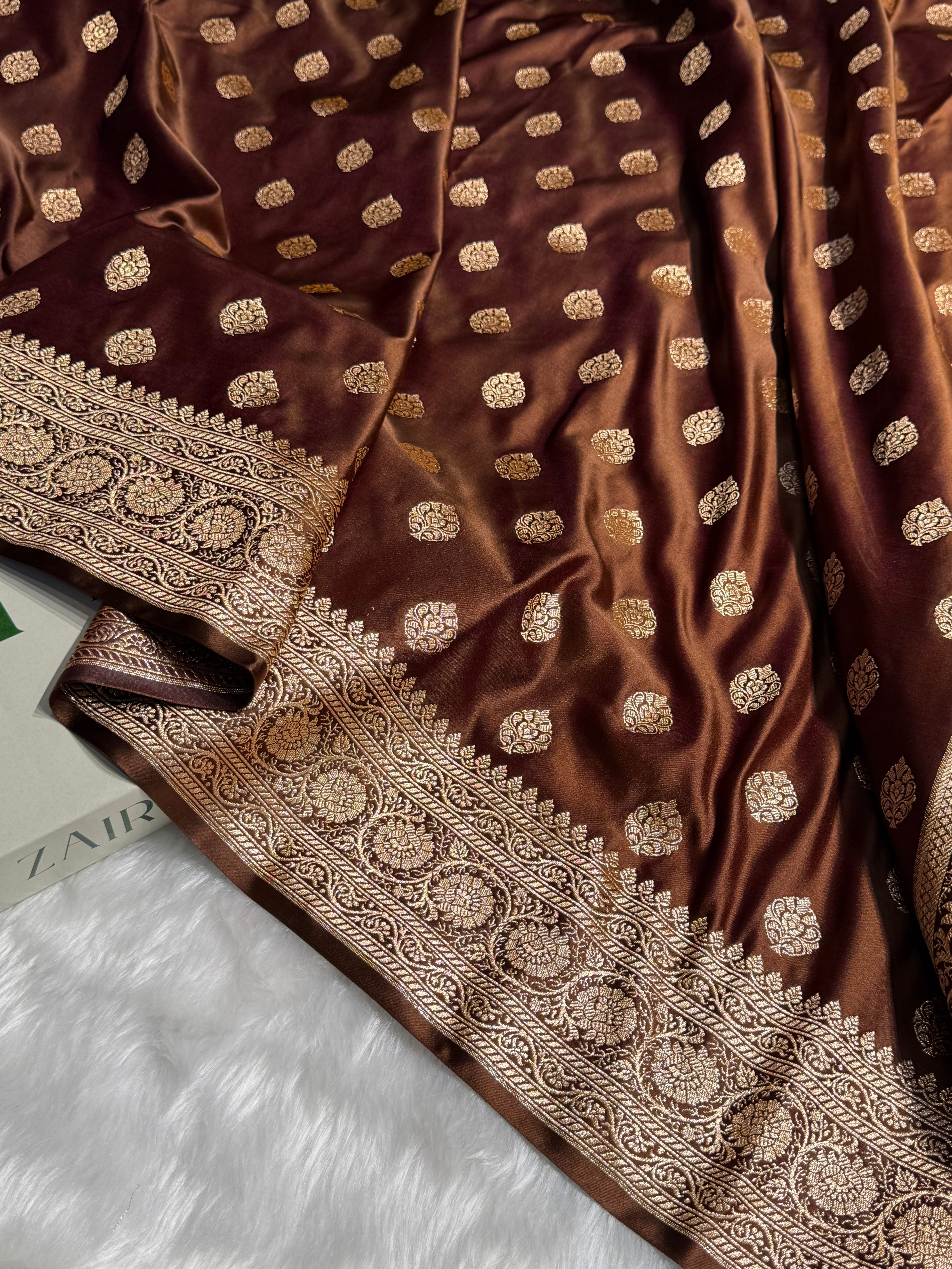 Boota Katan Silk Saree In Coffee Shades SK02