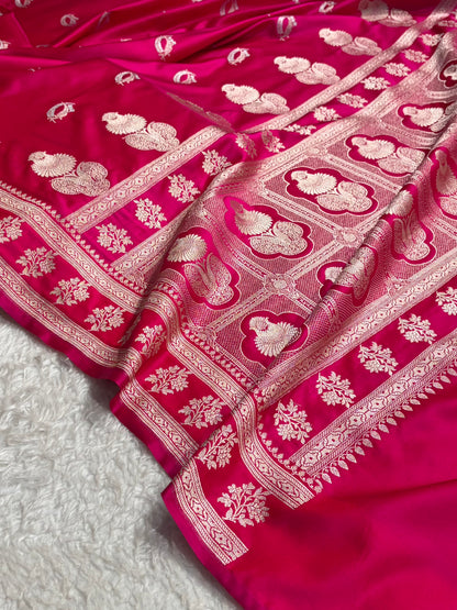 Cross Rani Shades Banarasi Boota Pattern Floral Mashru Silk Saree MSM-112