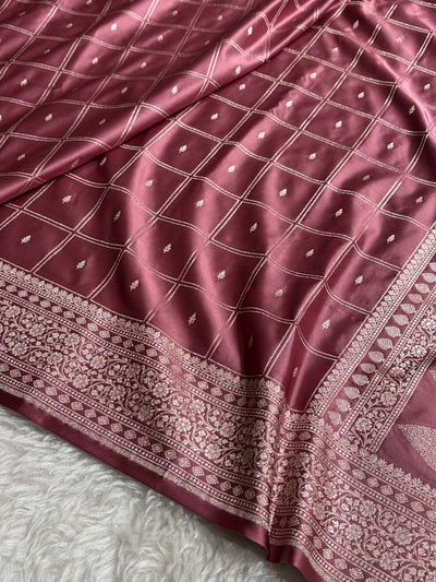 Mauve Shades Banarasi With Floral Border Mashru Silk Saree MSM-124